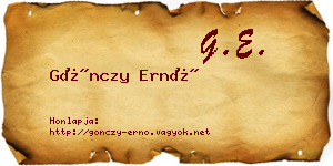 Gönczy Ernő névjegykártya